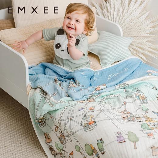 【洗浴用品】嫚熙儿童浴巾新生儿纱布浴巾加大宝宝洗澡抱被裹巾120*120 商品图3