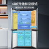 美的61厘米薄406升一级智能双变频十字对开双开门四开门家用电冰箱大容量BCD-406WSPZM(E) 商品缩略图1
