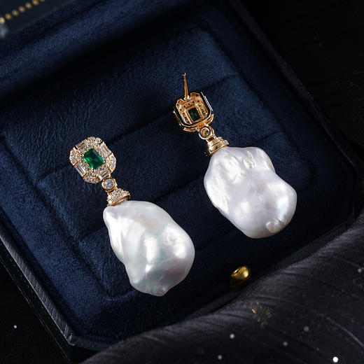 子佩集S925银珍珠耳钉【E4007-1】镀金巴洛克2401 商品图1