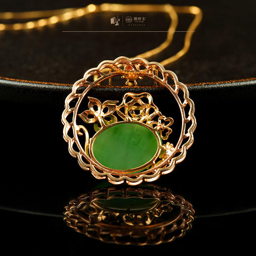 新疆国玉盟世玉和田玉金镶碧玉挂件【带证书·顺丰物流】 商品图4
