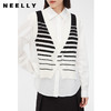 NEELLY纳俪商场同款假两件衬衫女春温柔别致马夹黑白条纹小众上衣N24021A01066 商品缩略图2