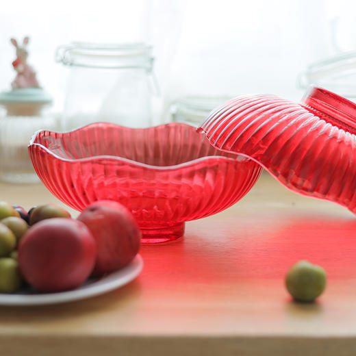 物作 幸福团圆灯笼果盘二件套 8085透明红 商品图3