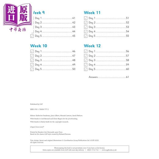 【中商原版】英国原版CGP教辅 新版KS2心算日常练习书 3年级夏季学期 New KS2 Mental Maths Daily Practice Book Year 3 商品图2