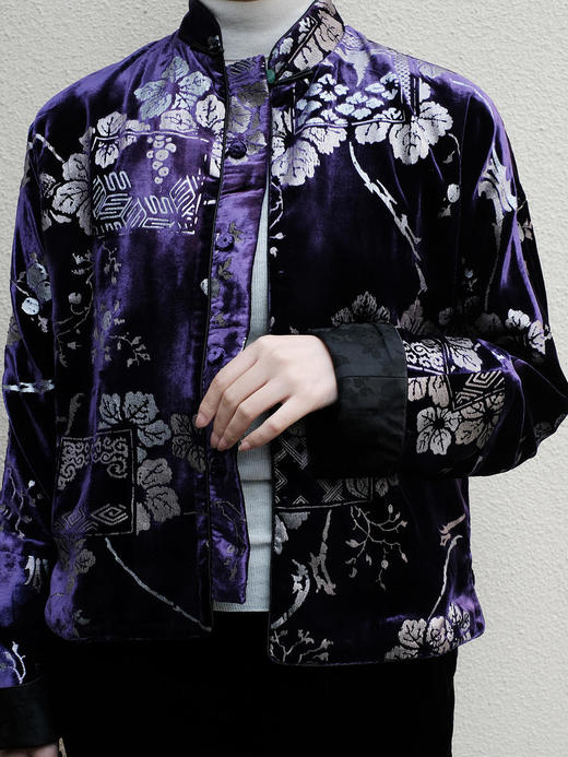 盛唐牡丹 |丝绒烫银小立领外套(不夹棉） 商品图2