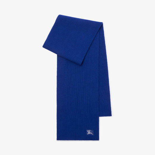 【二】BURBERRY 巴宝莉 男女通用马术骑士徽标（EKD）刺绣罗纹羊绒围巾 蓝色 8085770 B7323 商品图0