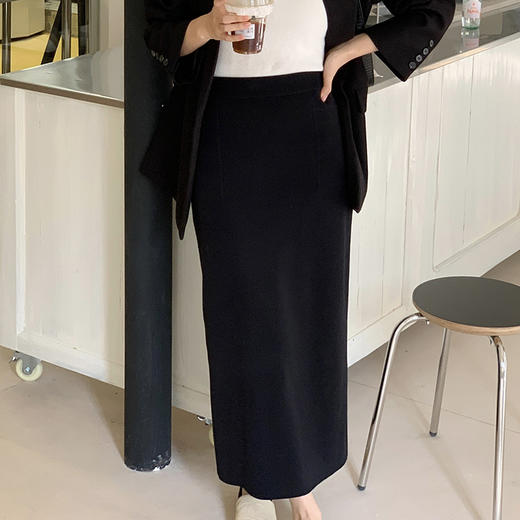 2025【早春保暖 开叉针织半身裙】高腰显瘦 修身中长款 A字包臀裙 商品图1