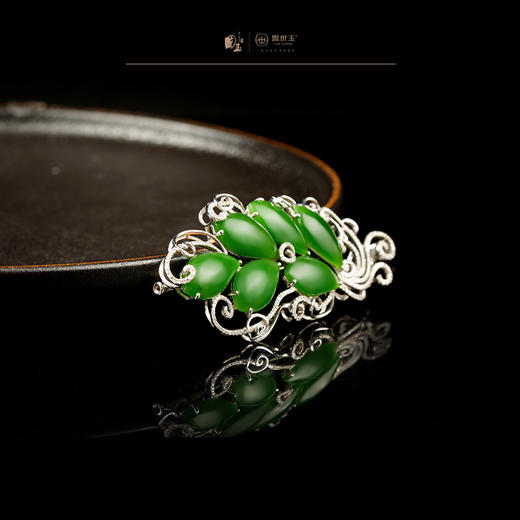 新疆国玉盟世玉和田玉金镶碧玉胸针【带证书·顺丰物流】 商品图2