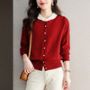 CC-QLS6660小香风外套女本命年新年拼色长袖开衫针织衫2024春秋新款外搭 商品缩略图2