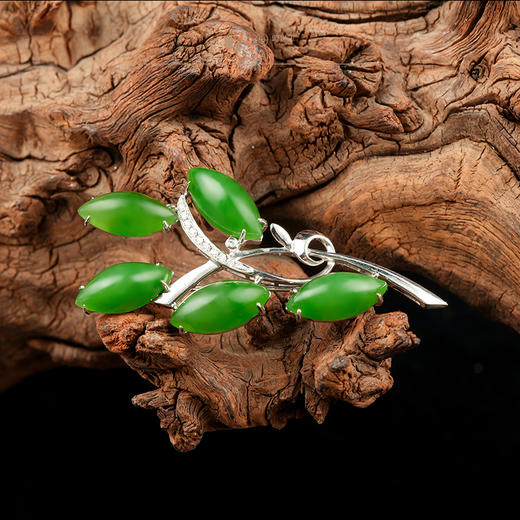 新疆国玉盟世玉和田玉金镶碧玉胸针【带证书·顺丰物流】 商品图1