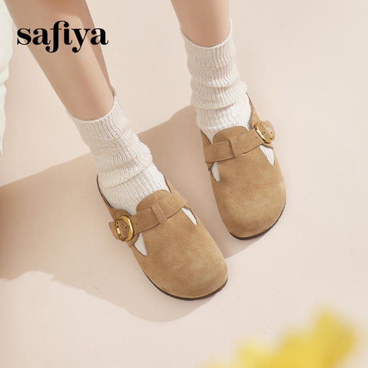 Safiya/索菲娅2024春季新品懒人鞋复古软底休闲外穿舒适勃肯凉拖 SF41110144 商品图4