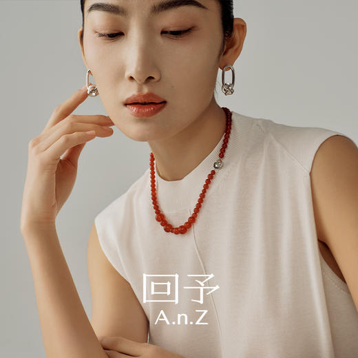 A.n.Z回予 红玛瑙绳结项链不规则设计首饰 商品图1