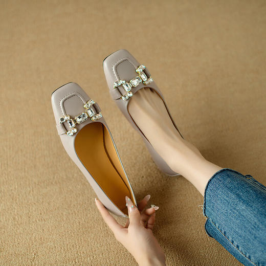 英伦风真皮女鞋，百搭低跟粗跟方头单鞋NJMK&K837 商品图3