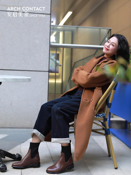 摆脱沉重，舒适轻行 | ARCHCONTACT安启美奈·胎牛飞织圆头拼接女靴 商品图5
