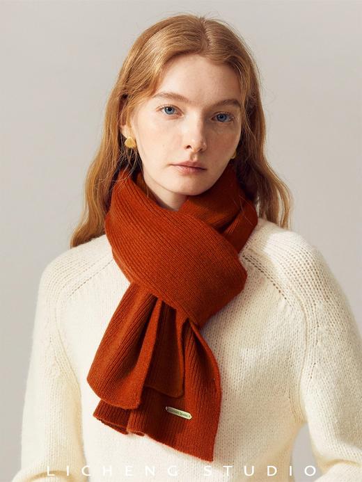 丁摩 高品质澳洲订单款100%羊毛围巾秋冬纯色加厚保暖针织情侣送礼围脖4ZF-11705 商品图5