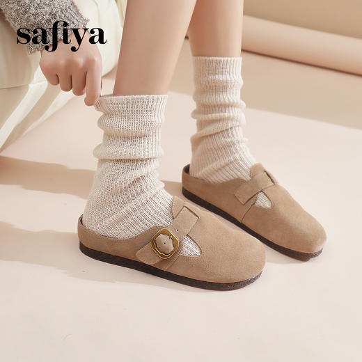Safiya/索菲娅2024春季新品懒人鞋复古软底休闲外穿舒适勃肯凉拖 SF41110144 商品图1