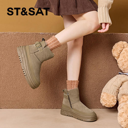 星期六毛绒保暖厚底雪地靴SS341181OK 商品图5
