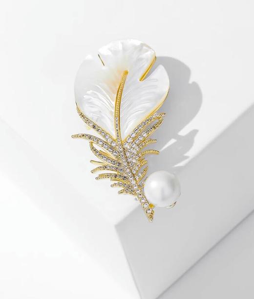 雀说 时尚闪钻新款羽毛胸针高档微镶锆石胸花西装别针配饰4ZF-11703 商品图4