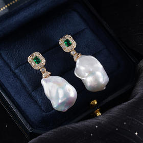 子佩集S925银珍珠耳钉【E4007-1】镀金巴洛克2401