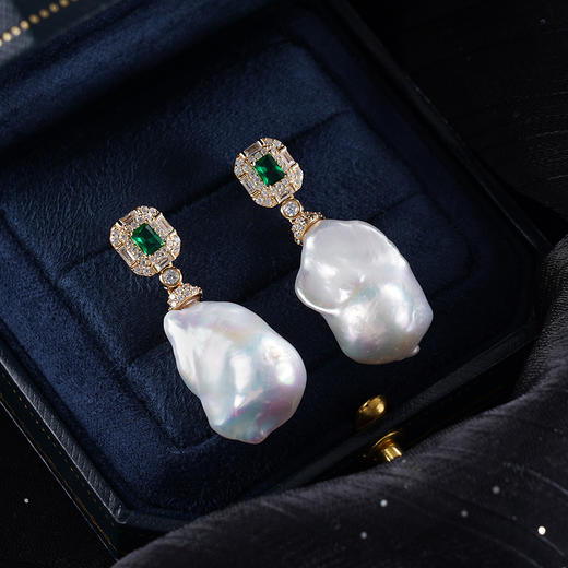 子佩集S925银珍珠耳钉【E4007-1】镀金巴洛克2401 商品图0