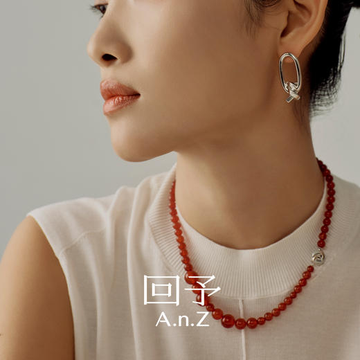 A.n.Z回予 红玛瑙绳结项链不规则设计首饰 商品图3