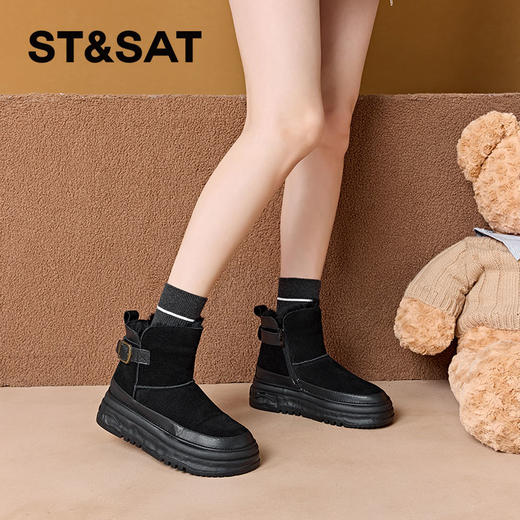 星期六毛绒保暖厚底雪地靴SS341181OK 商品图3