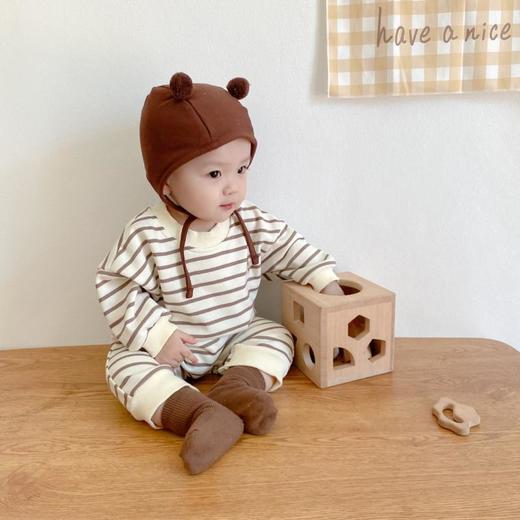 【柔软条纹，宝贝穿着更有型！】婴儿条纹哈衣秋季新款男女宝宝儿童超萌连体衣，春秋装新生儿爬行服时尚与舒适的完美结合，为您的宝贝带来无限的温暖与关爱！ 商品图3