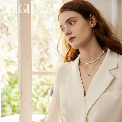 ZEGL金色小豆豆人造珍珠项链女轻奢小众高级感法式复古锁骨链配饰 商品图3