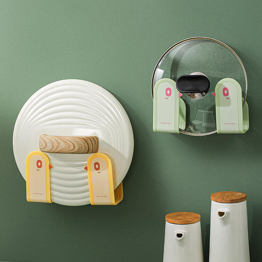 烁果 免打孔厨房锅盖架壁挂家用多功能放锅盖的架子墙上挂式收纳小鸟锅盖架1对（颜色随机） 商品图3