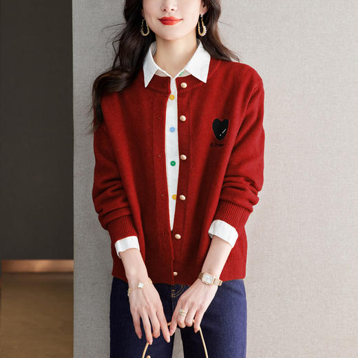 CC-QLS6656春装新款针织开衫小个子毛衣外套春秋季2024新款短款外搭慵懒风上 商品图1