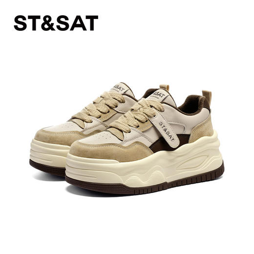 星期六时尚拼色绒里厚底板鞋SS341121PK 商品图14