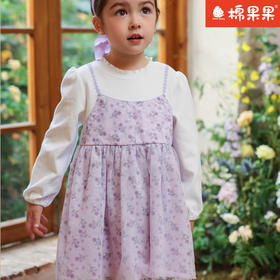 棉果果专柜同款春季新品女童印花网纱连衣裙M122700224010
