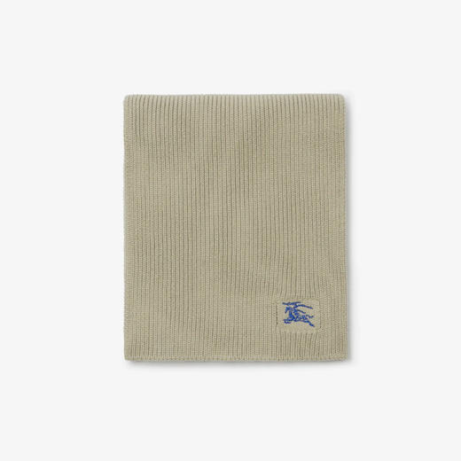 【二】BURBERRY 巴宝莉 男女通用马术骑士徽标（EKD）刺绣罗纹羊绒围巾 青绿色 8085772 B7311 商品图1