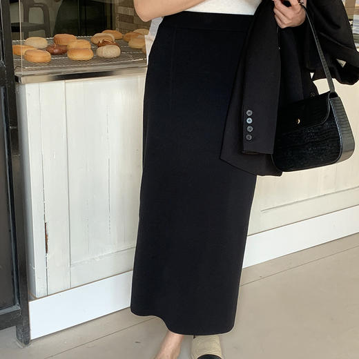 2025【早春保暖 开叉针织半身裙】高腰显瘦 修身中长款 A字包臀裙 商品图4
