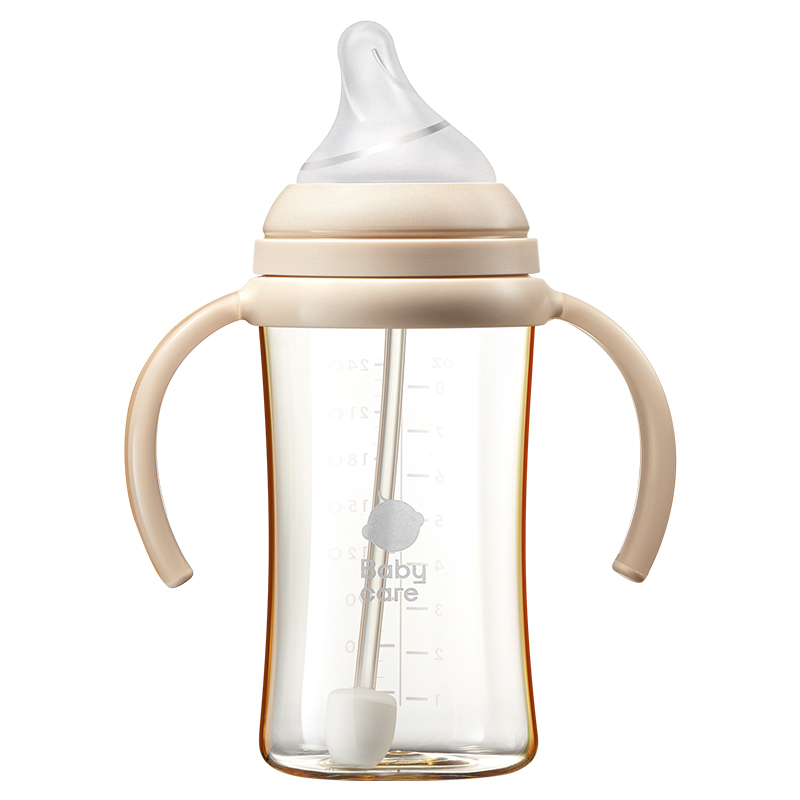 babycare歪头仿母乳系列PPSU奶瓶240ml-砂麦米-L