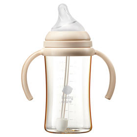 babycare歪头仿母乳系列PPSU奶瓶240ml-砂麦米-L