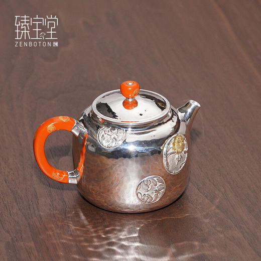 臻宝堂银壶9999纯银泡茶壶纯手工錾刻花卉小壶四季平安家用足银养生茶具 德钟四季平安-重约123g 容量约150ml 商品图1