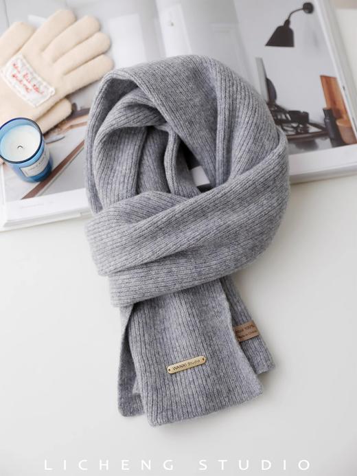 丁摩 高品质澳洲订单款100%羊毛围巾秋冬纯色加厚保暖针织情侣送礼围脖4ZF-11705 商品图14
