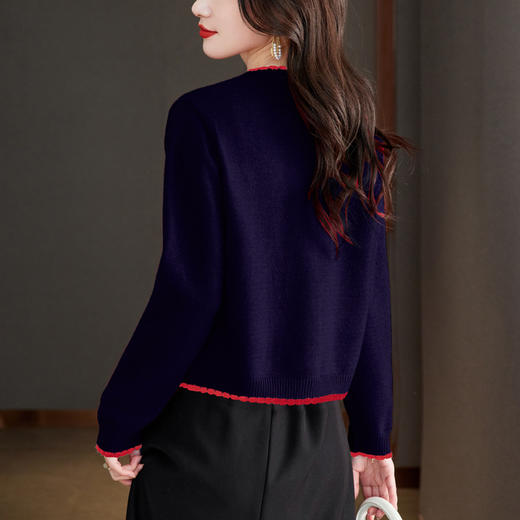 CC-QLS6657小香风针织开衫女外搭春秋2024新款法式本命年毛衣外套上衣潮 商品图3