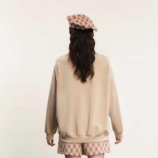 谜底中长款卫衣女2024春新款学院风大熊猫绣花圆领上衣241MV0074 商品图2