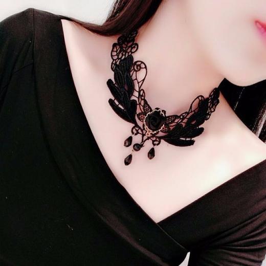 XL-锁骨链韩版蕾丝项链女简约短款流行脖子饰品颈带项圈颈链时尚脖链 商品图12
