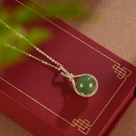 子佩集S925银【千姿】套链项链【AS00988】和田青玉镀金2401 商品图0