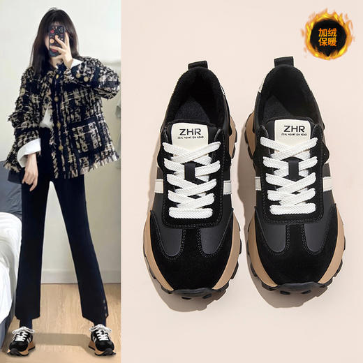 ZHR老爹鞋女冬季新款百搭加绒加厚保暖复古运动风休闲棉鞋 商品图4