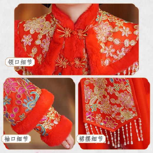 ALBB-中国风女童加绒两件套过年服加绒唐装拜年服套装 商品图3