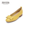 西村名物2024春季新款平底舒适浅口蝴蝶结真皮单鞋粗跟皮鞋X24AE10401 商品缩略图2
