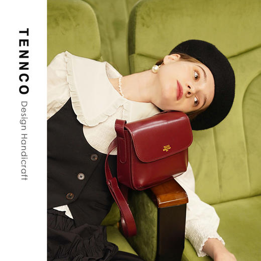 TENNCO 原创「车厘子」小众款真皮女包复古经典翻盖小方包 商品图2