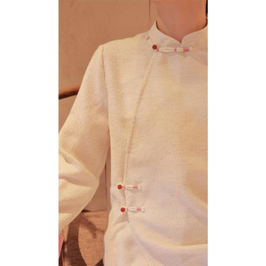 【抖音专属】【春思系列】中式斜襟小衫（24710131-凝脂） 商品图0