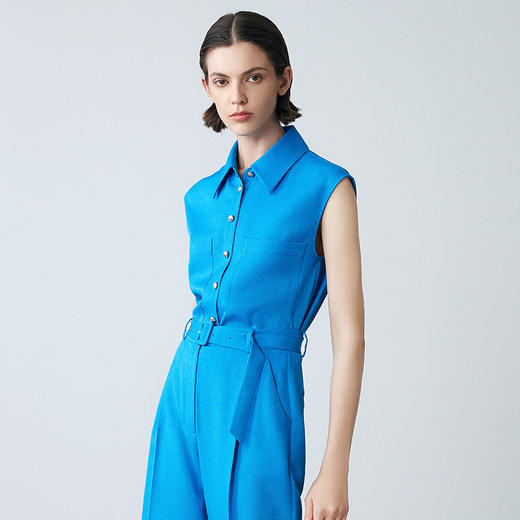 EITIE爱特爱夏季新款气质干练职业无袖衬衫上衣女7709407 商品图2