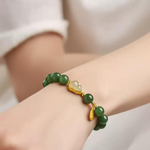 福禄双全和田碧玉手串 甄选超国标S925水性银镶嵌 商品图2