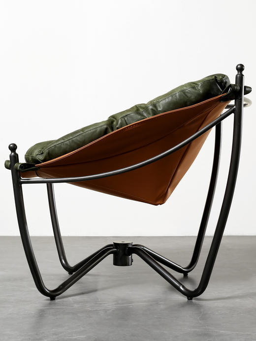 美丽华伦意式极简五金框架复古巴西真皮休闲椅单人沙发 商品图3