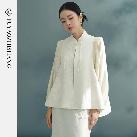 高级感时尚套装女复古国风盘扣马甲高腰半身裙两件套春 商品图6